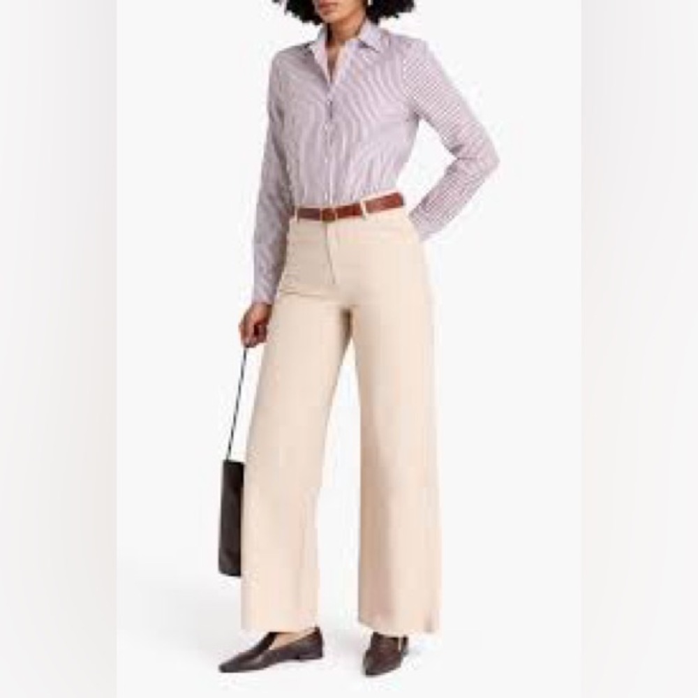 Loulou Studio LEATHER Cream Wide-Leg Trousers - Picture 2 of 16